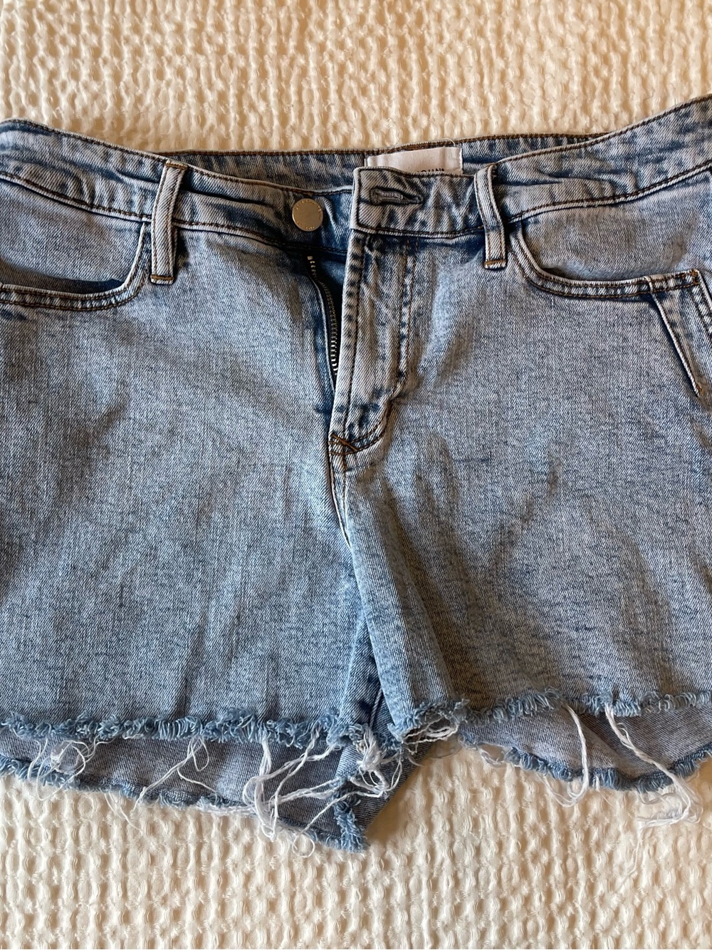 Dear John Light Blue Frayed Hem Denim Shorts